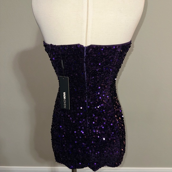Purple Seaquin Strapless Mini Dress - Picture 3 of 4